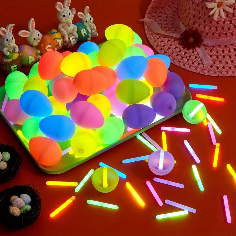 144 Pcs Easter Eggs (72 Eggs & 72 Glow Sticks) Easter Glowing Eggs Set for Kids.